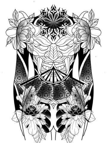 Floral & face full body design by George