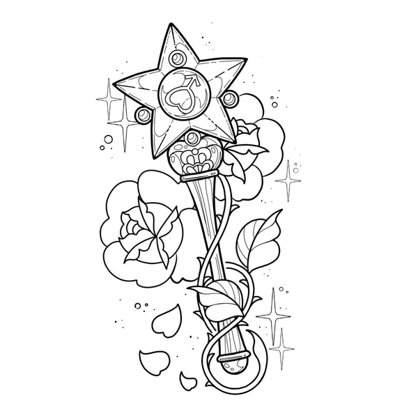 Sailor Moon wand design by Daniela Cloak and Dagger Tattoo London