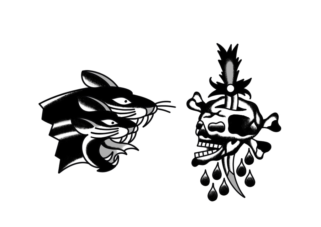 Panthers & Skull Knife by Tayor