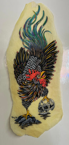 Rooster with skull by Laurel